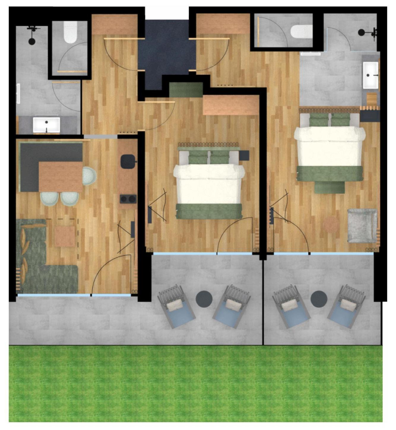 Modernes Apartment Deluxe mit GARTEN - 2 Schlafzimmer