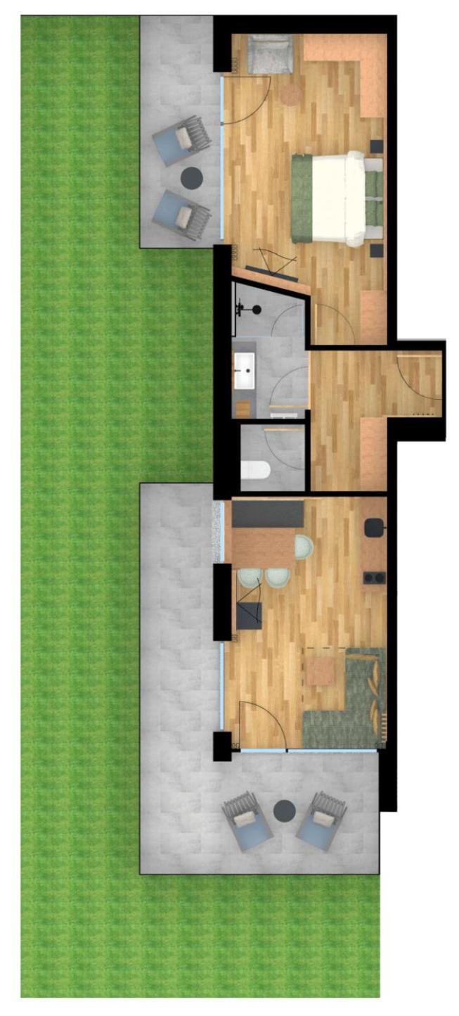 Modernes Apartment Deluxe mit GARTEN - 1 Schlafzimmer