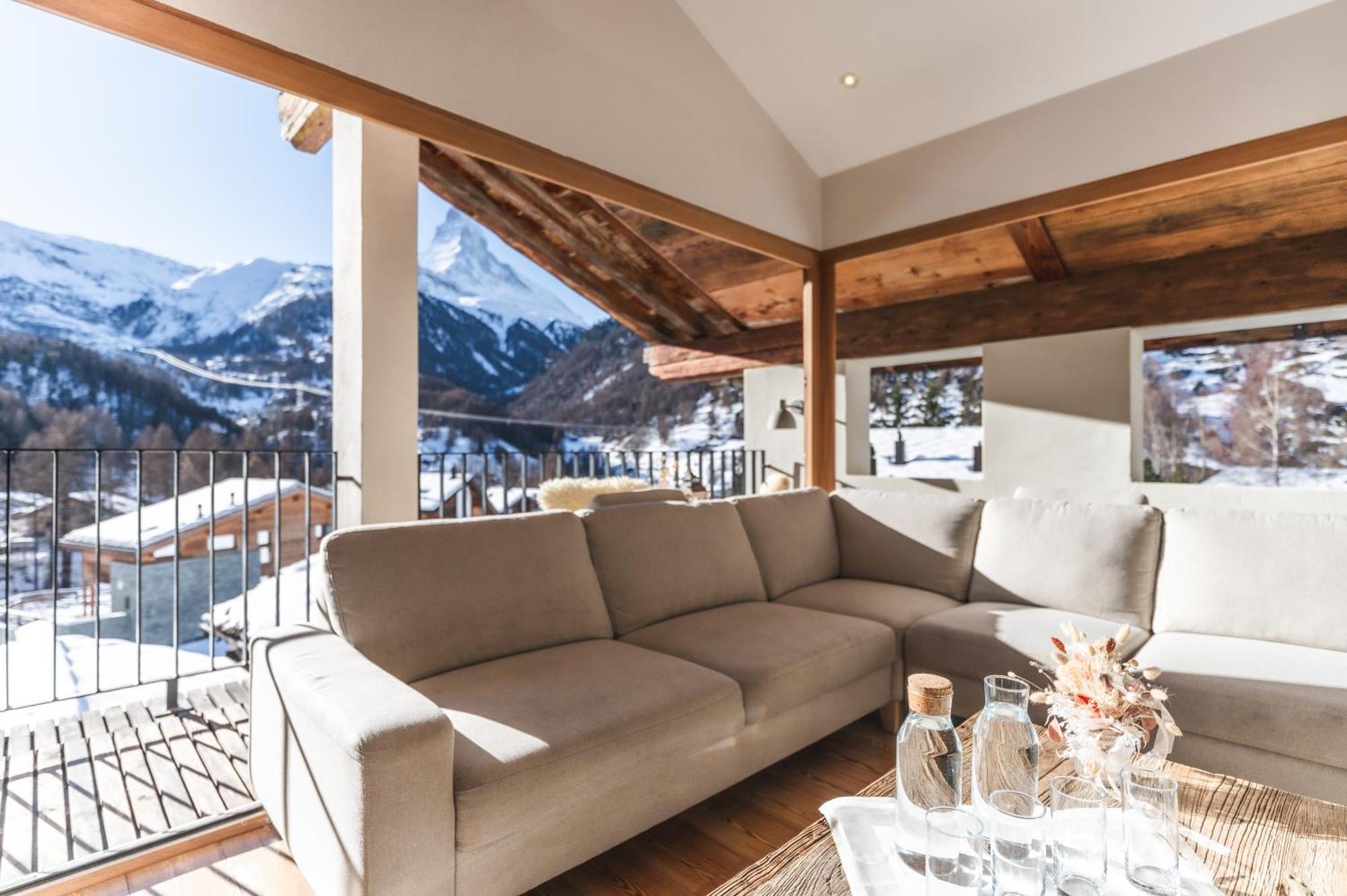 Apartment mit 1 Schlafzimmer - 2. Etage mit Balkon und Blick auf das Matterhorn